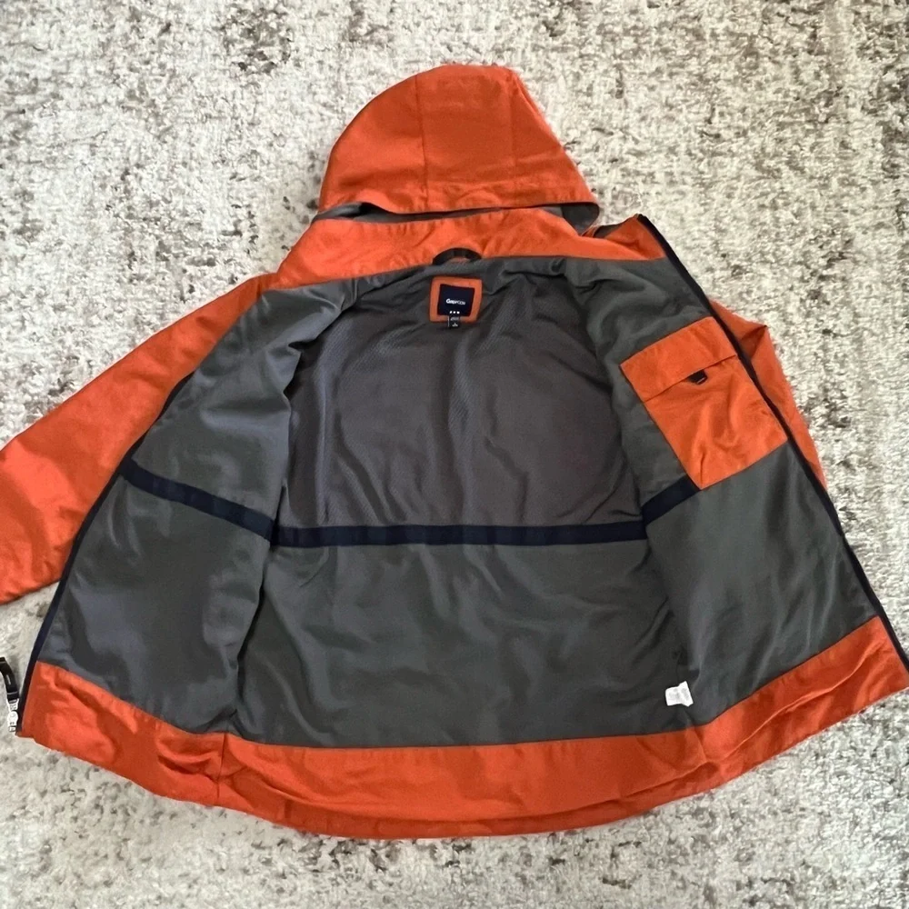 Gap Kids Orange Windbreaker Rain Lightweight Hooded Jacket size large 10